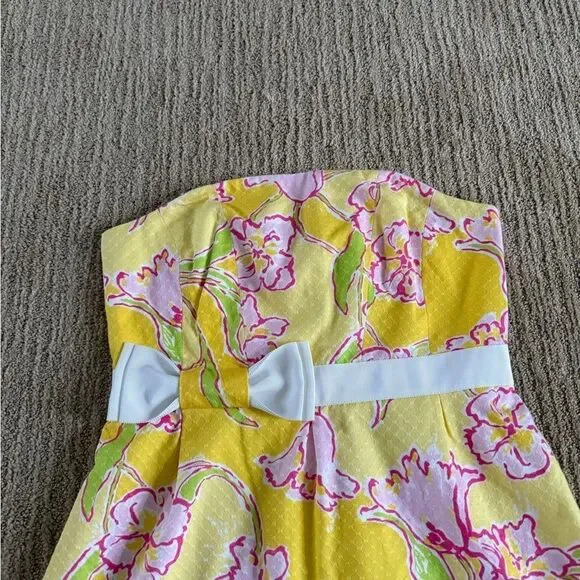 Lilly Pulitzer Yellow “Amberly Dress”Pleated Strapless Sundress - Picture 5 of 7